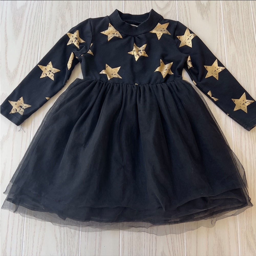 Doe A Dear Black Dress with Gold Stars